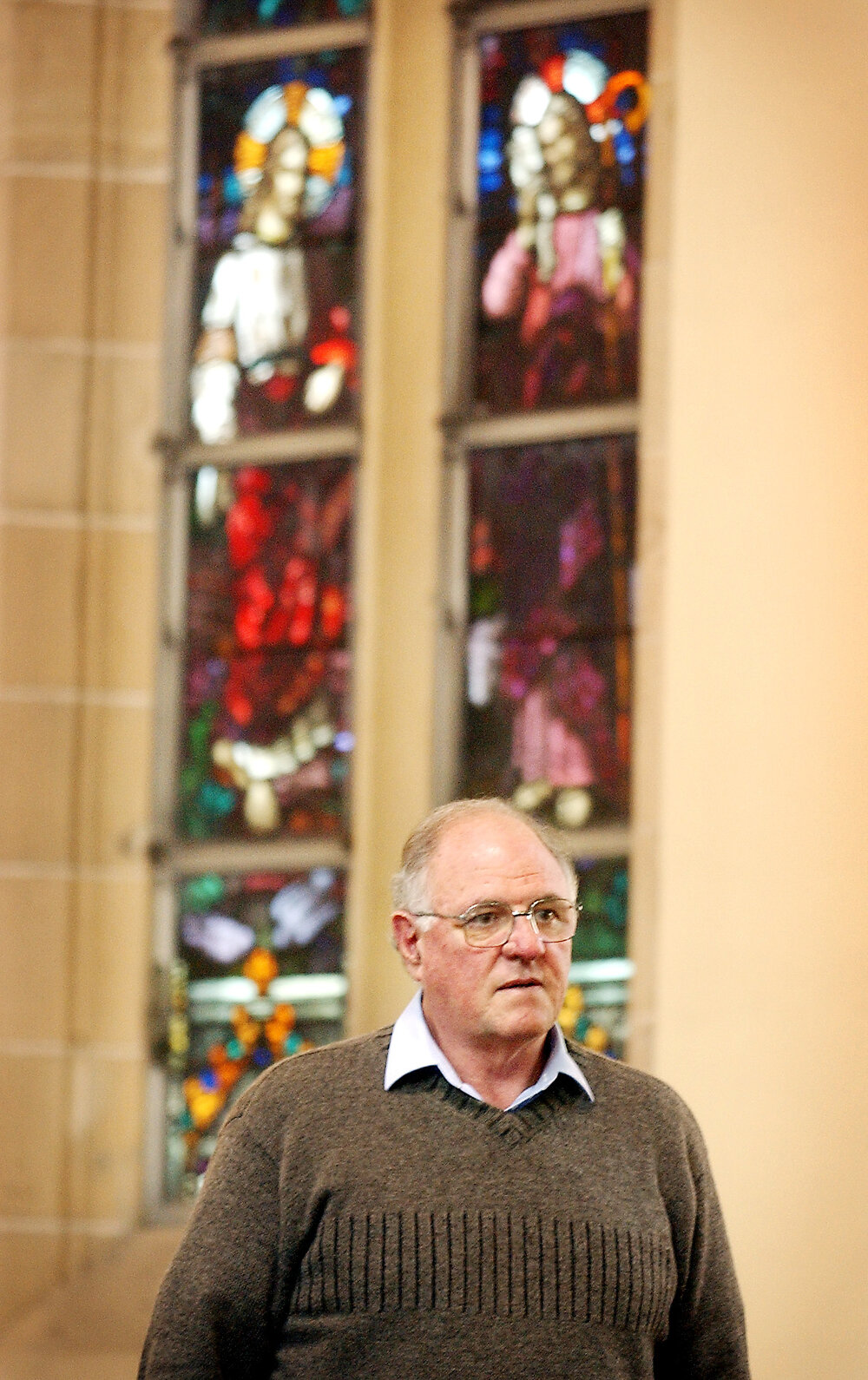 Father Peter Casey at St. Mary's Catholic Church refurbishment, Ipswich, July 2004 