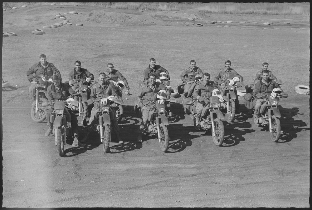 Thought to be members of a motor bike racing club, location unknown, 1st August 1994
