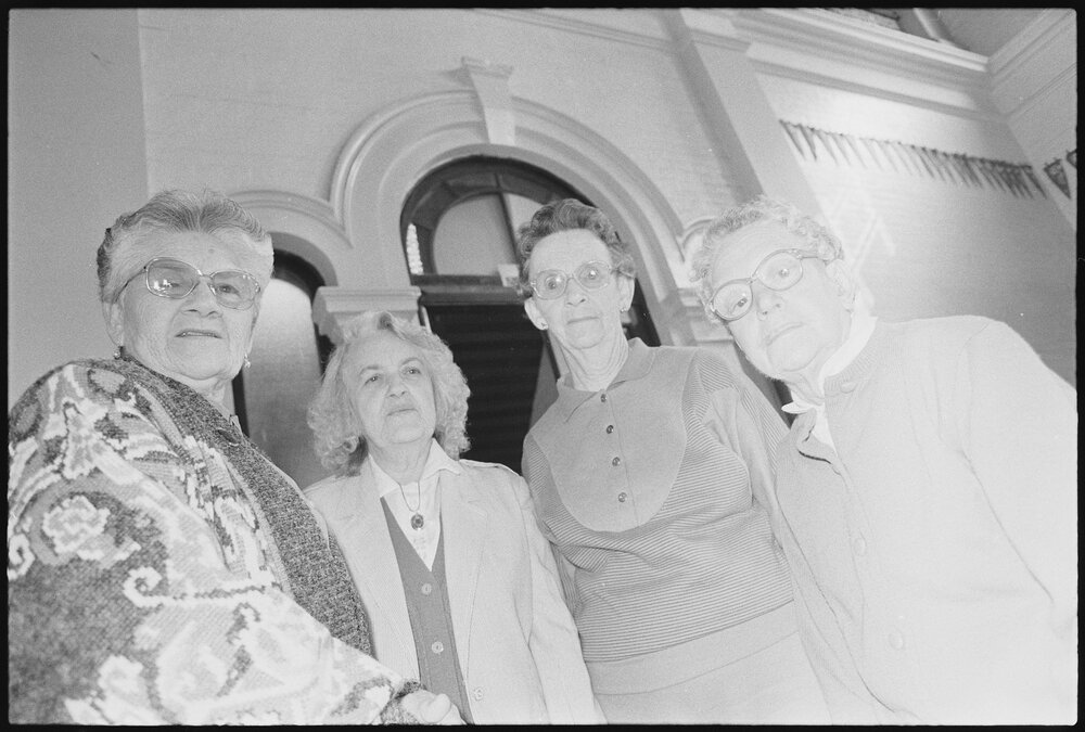 Unidentified women, thought to be standing in the entry foyer of the former Congregational Church Sunday School, East Street, Ipswich, 1st August 1994