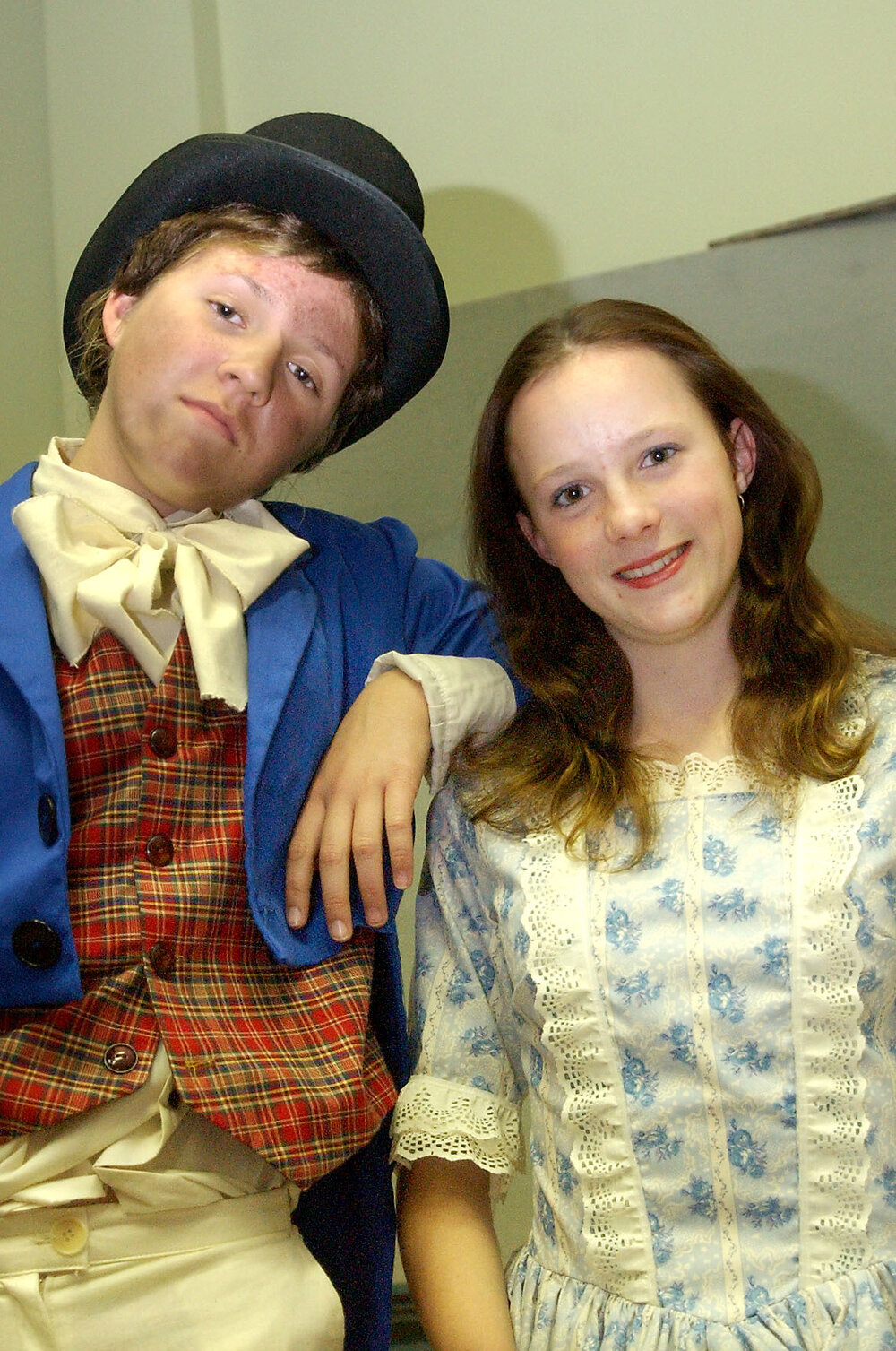Hannah Rieck as the "Artful Dodger" and Elizabeth Drew as "Bet" as part of the cast in the Oliver Musical, Ipswich, August 2004 