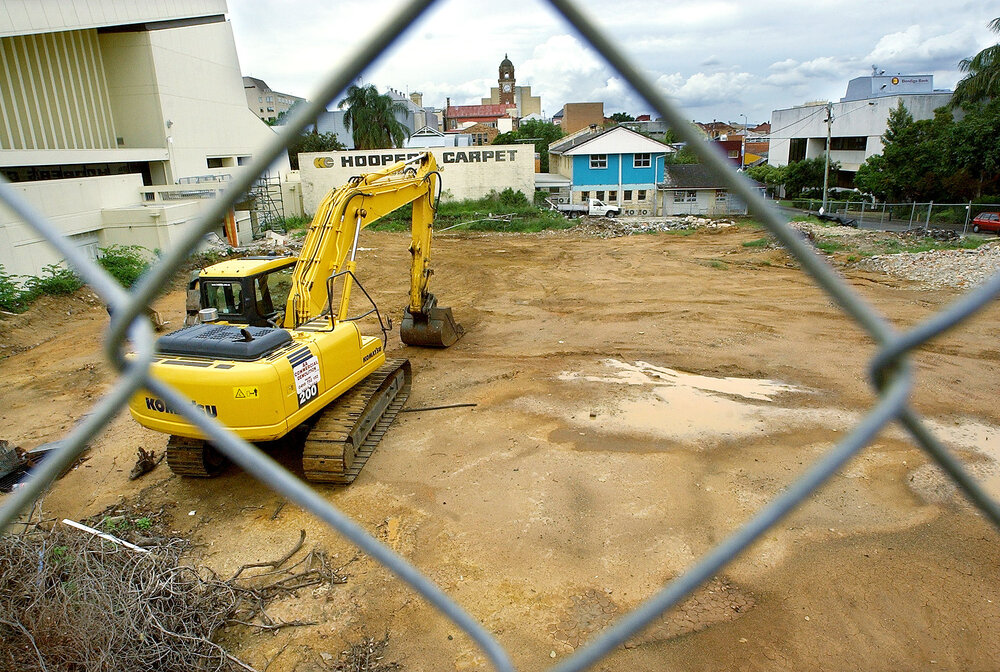 The site next to Town Hall where a hotel is to be built, Ipswich, January 2005 