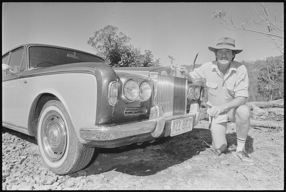 Unidentified man with what is thought to be a Rolls Royce Silver Shadow, location unknown, 2nd August 1994