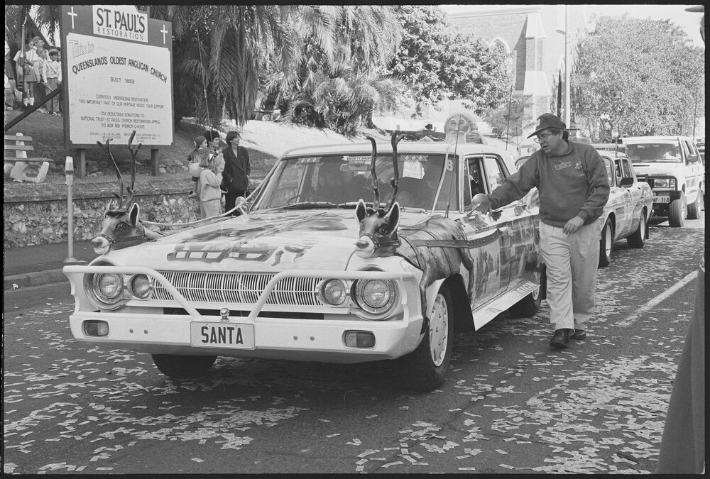 Entrants in the Variety Bash driving down Brisbane Street, Ipswich, 5th August 1994