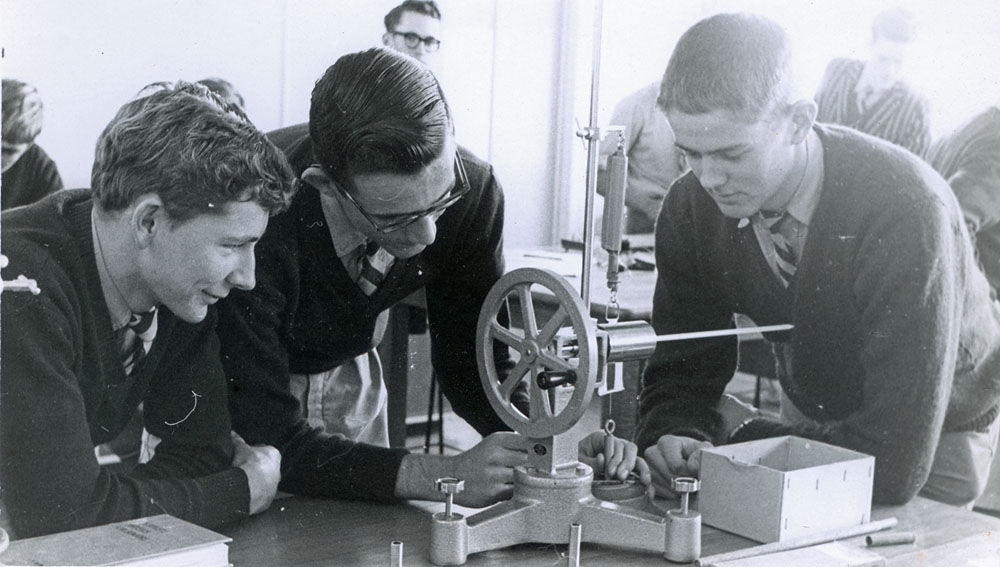Ipswich Grammar School students in the new science block, Ipswich, 1963