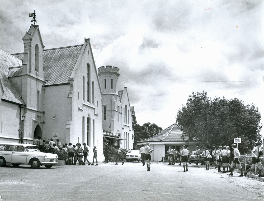 Ipswich Grammar School grounds with students, Ipswich, 1970s
