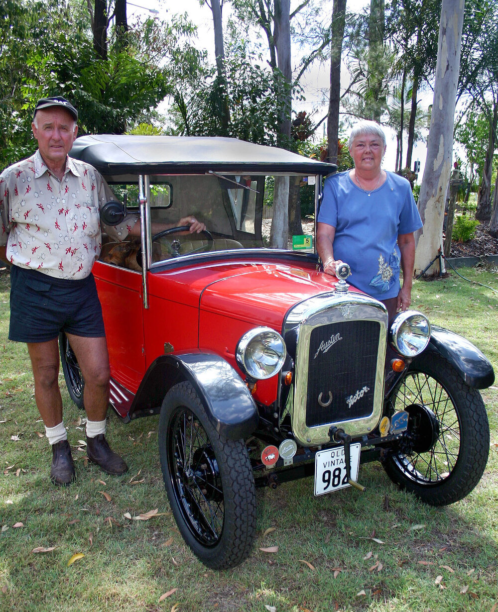 Unidentified man and Robyn Clark with a vintage car at a car club, Ipswich, 17th January 2005 