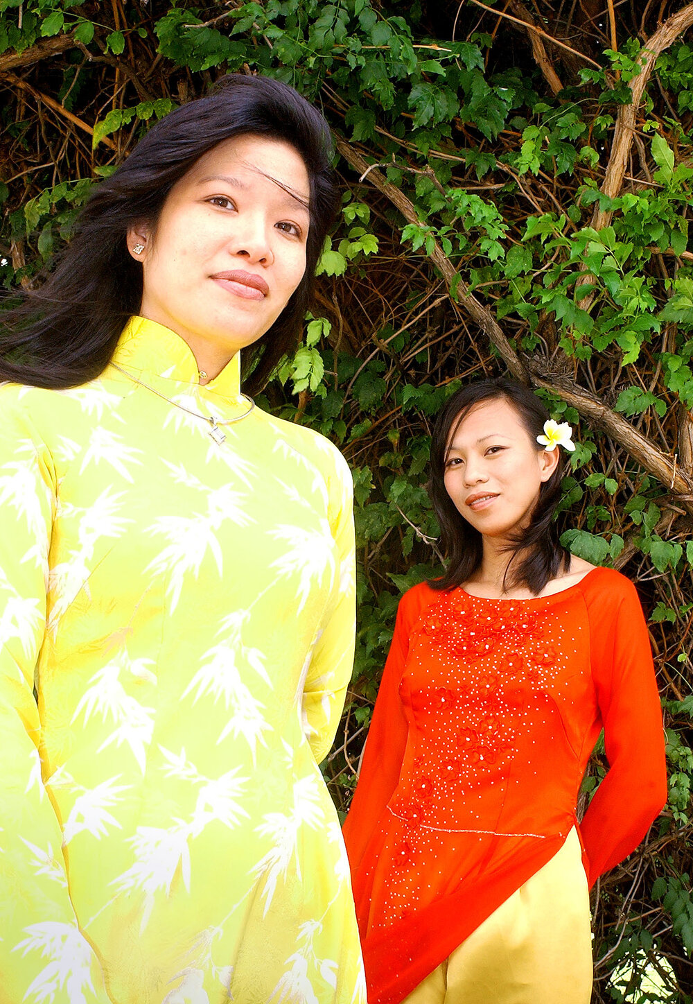 My-linh and Duyen Nguyen from the Vietnamese community preparing for the Tet Festival in February, Ipswich, 20th January 2005 