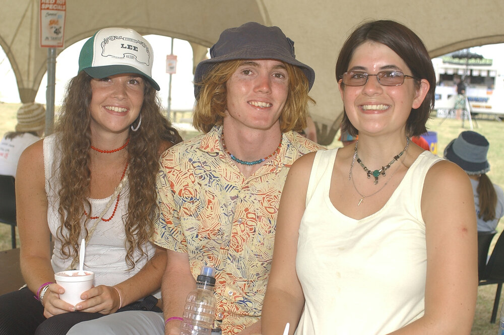 Sophie Gale, Kai Wadick and Phoebe Woolhouse from Bellingen, NSW at Sonfest, Ipswich, 20th January 2005