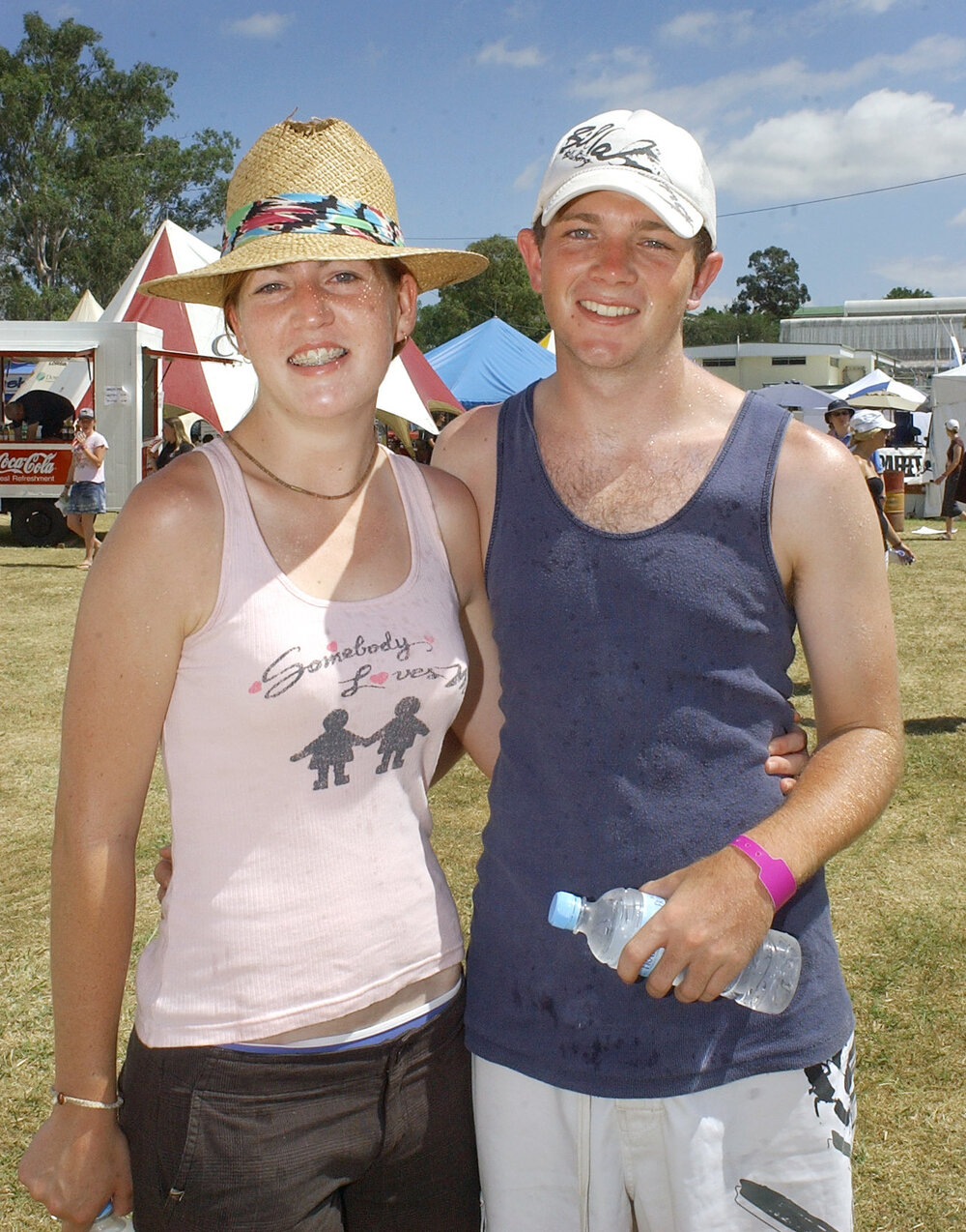 Jemma Boyle from Kingaroy and Matt Kelly from Toowoomba soaking up the sunshine at Sonfest, Ipswich, 21st January 2005