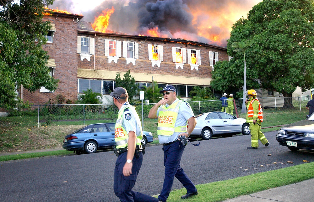 The Old Education Centre of Ipswich Hospital burns, Ipswich, 6th February 2005