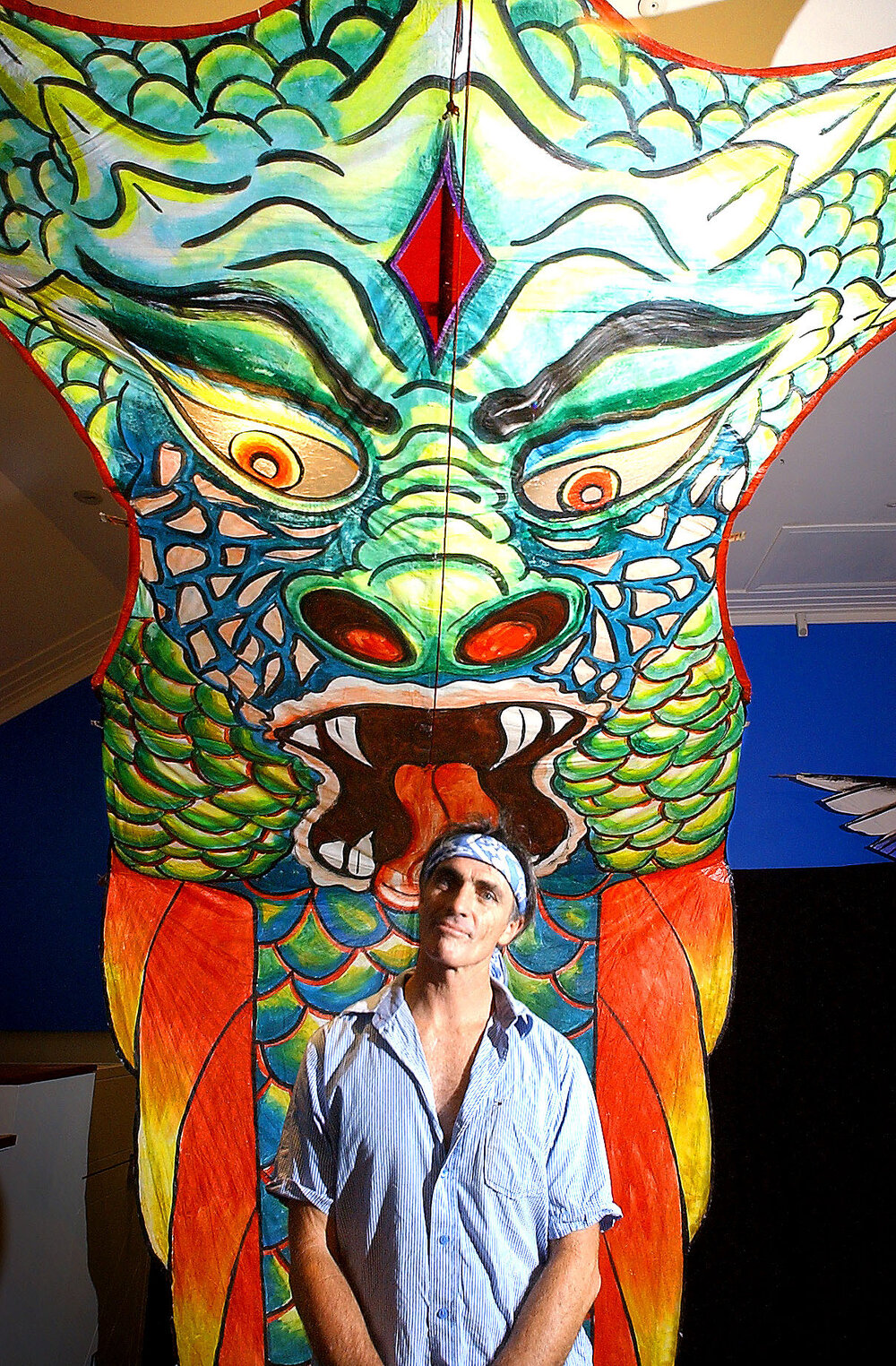 Artist Tony Rice from Redbank, uses traditional kite designs with contemporary art in his new exhibition Colourful Kites at the Ipswich Art Gallery, Ipswich, 16th February 2005