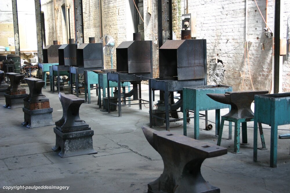 Anvils at the Railway Workshops, North Ipswich, September 2004