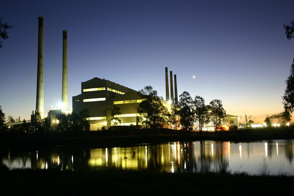 Swanbank Power Station, at night, Swanbank, Ipswich, September 2004