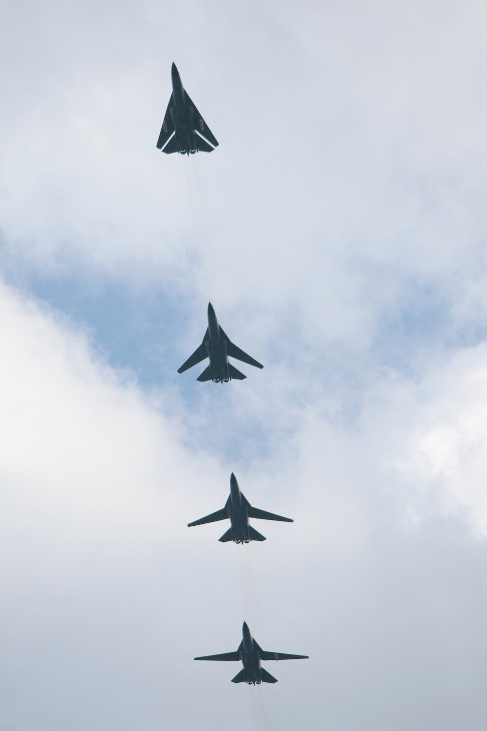 F1-11's demonstrating wing sweep sequence, during their final flight over Ipswich prior to decommissioning, December 2010