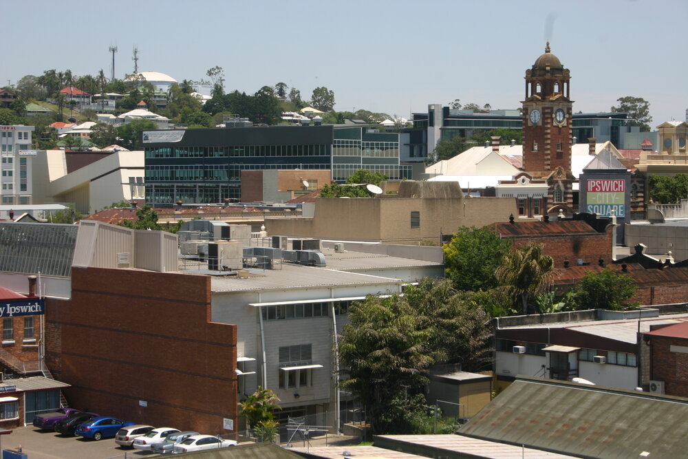 View looking south from the Health Centre carpark, Ipswich, 2010