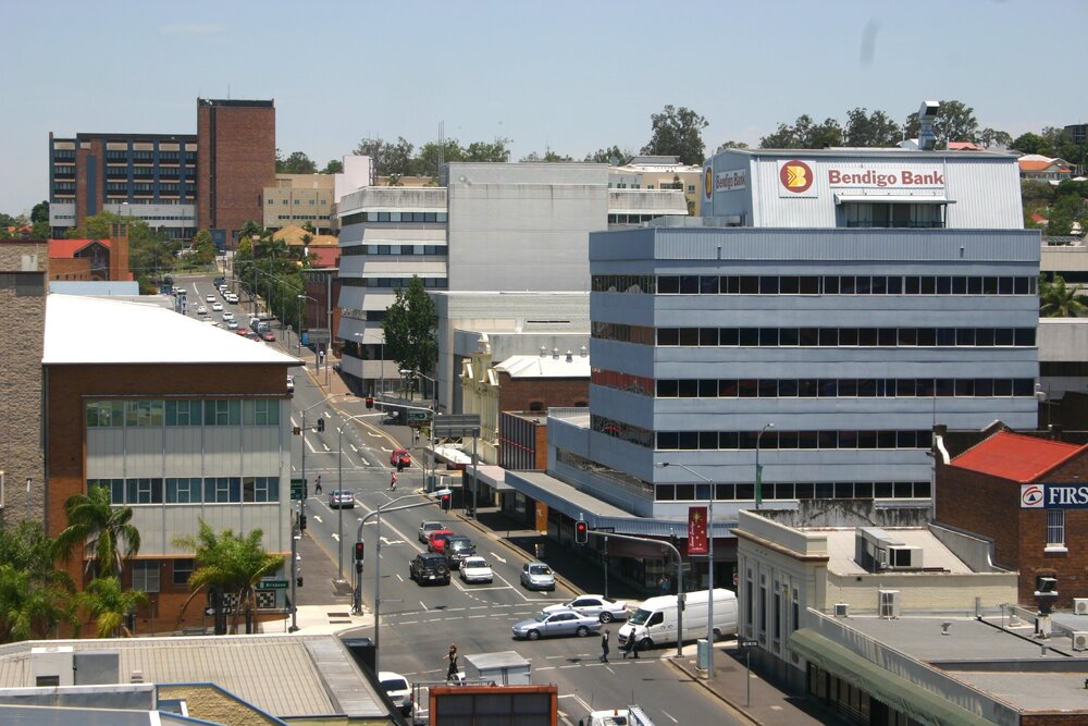 View from the Health Centre Carpark, looking south along East Street, Ipswich, 2010