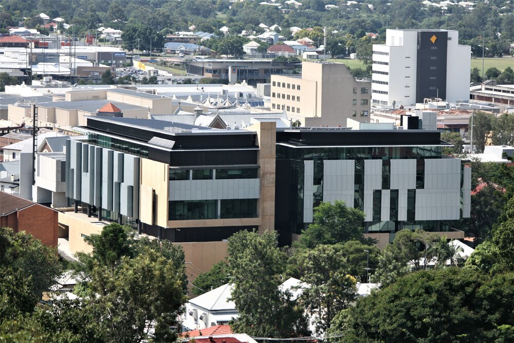 View from Denmark Hill of the Ipswich Courthouse and Police Station, Ipswich, May 2010