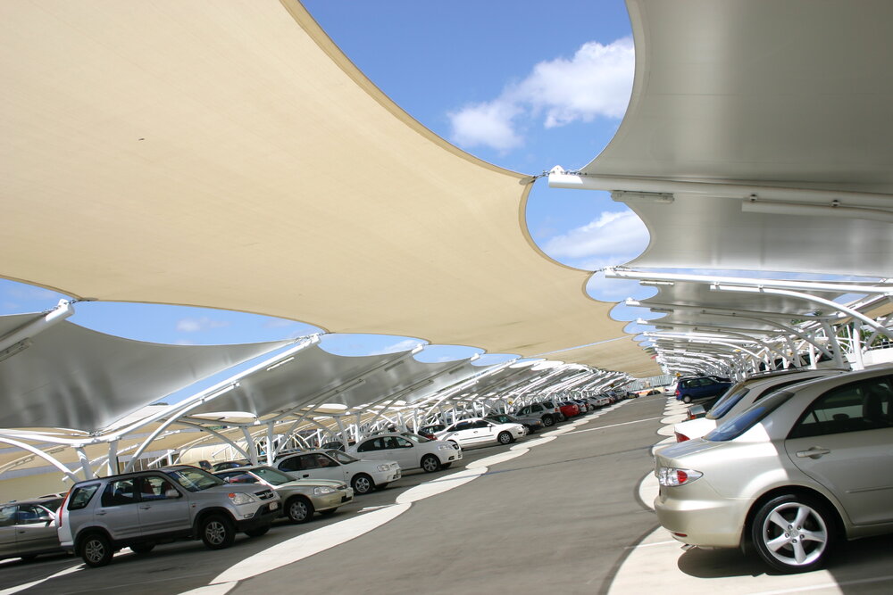 Shade sails covering the upper level carpark, Booval Fair Shopping Centre, Booval, Ipswich, 2006