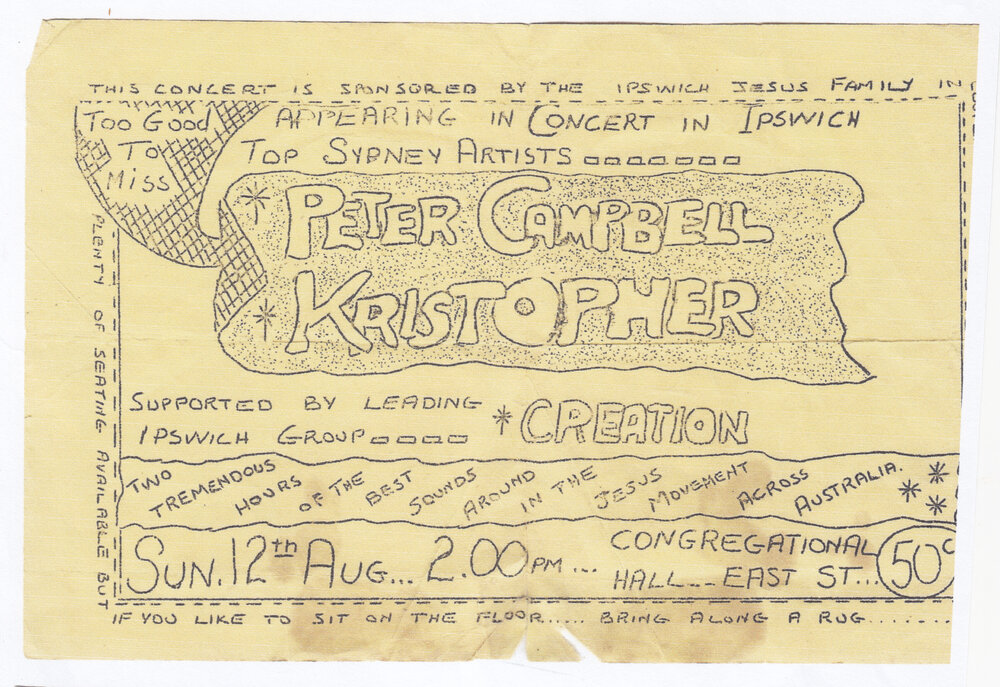 Advertisement for an Ipswich concert sponsored by the Jesus Family