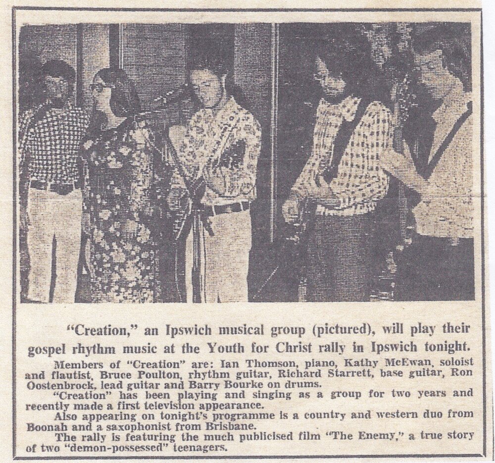 Queensland Times Article on the band 'Creation'
