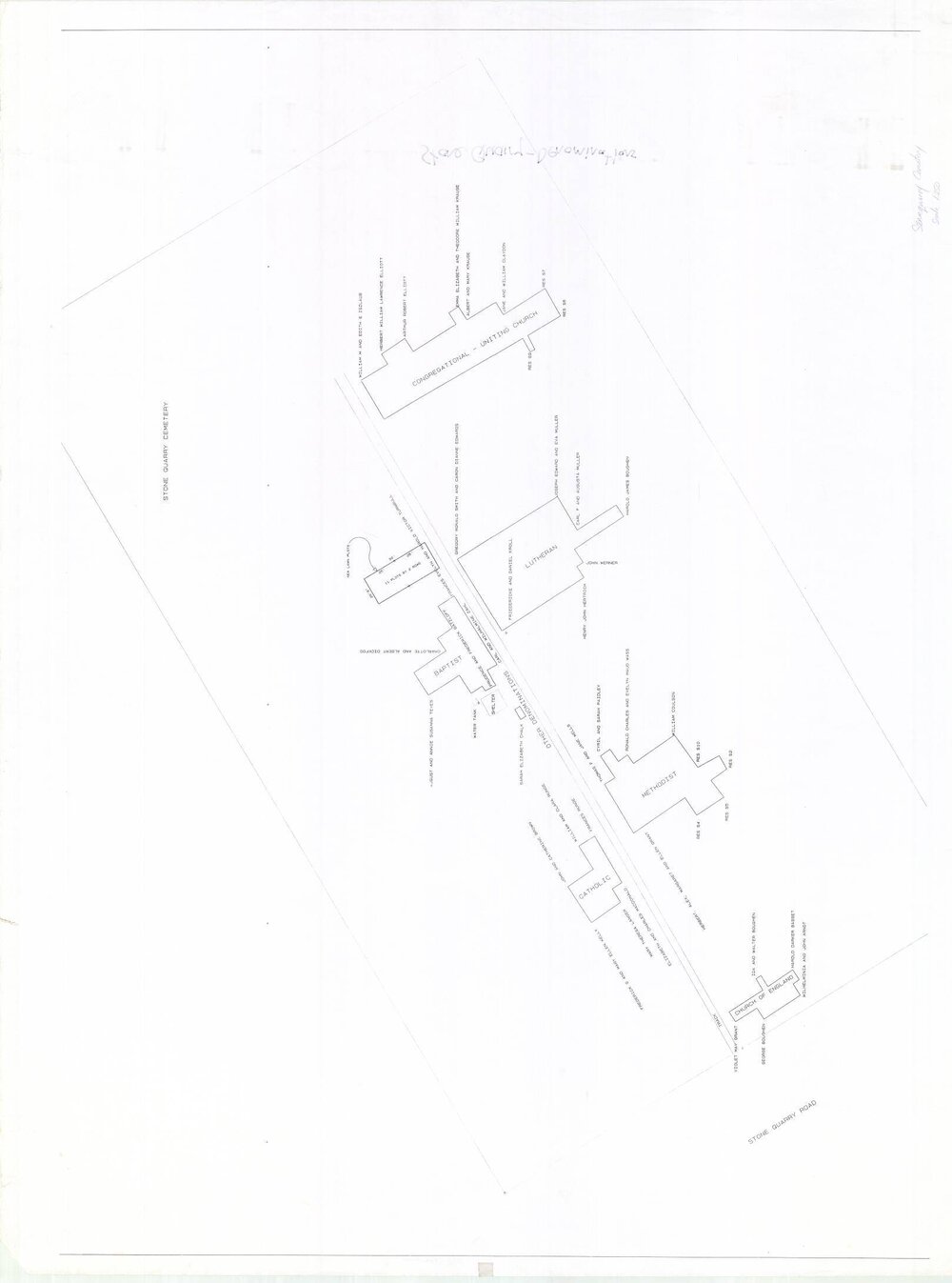 Stone Quarry Cemetery, denomination map, n.d.