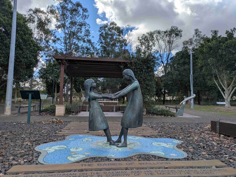 Babies of Walloon, by Matthew Tobin, Bicentennial Park, Walloon, Ipswich, installed 2006