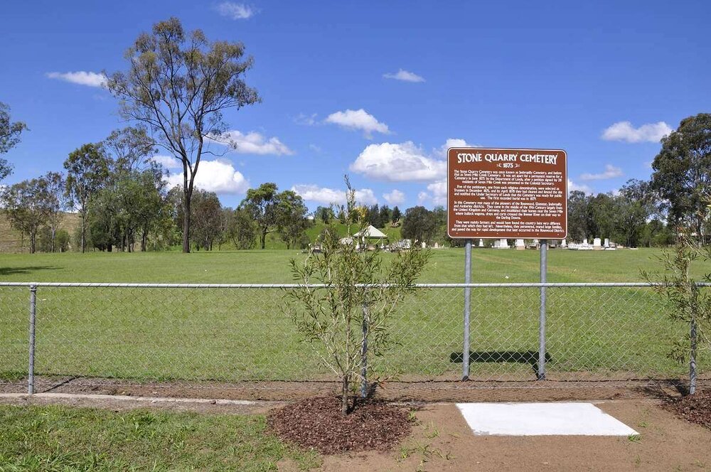 Stone Quarry Cemetery signage, Jeebropilly, 2010