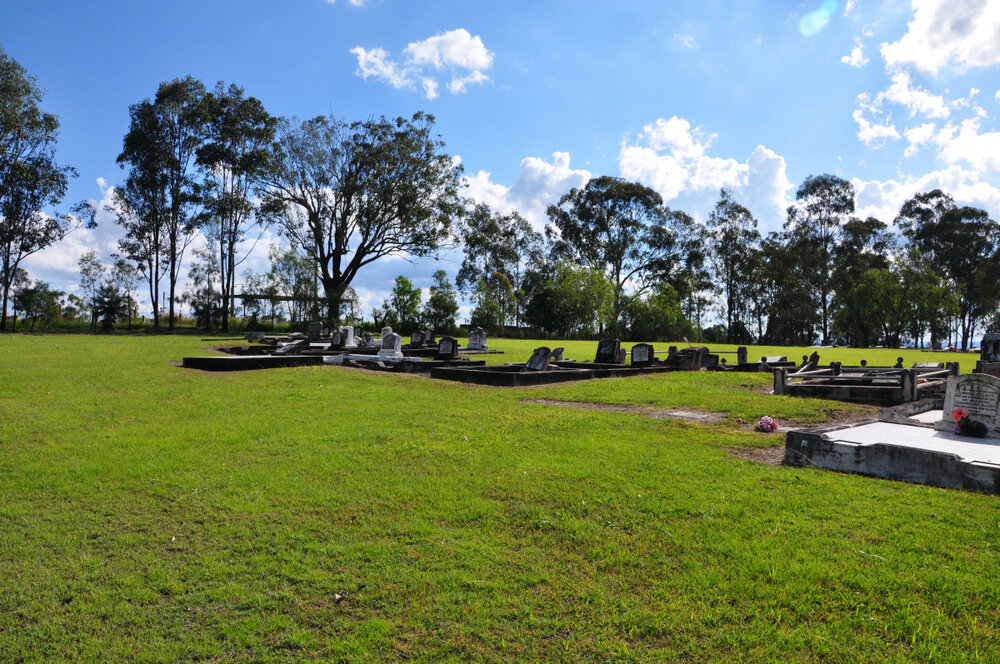 View of the Congregational and Uniting Church area, Stone Quarry Cemetery, Jeebropilly, Ipswich, 2010  