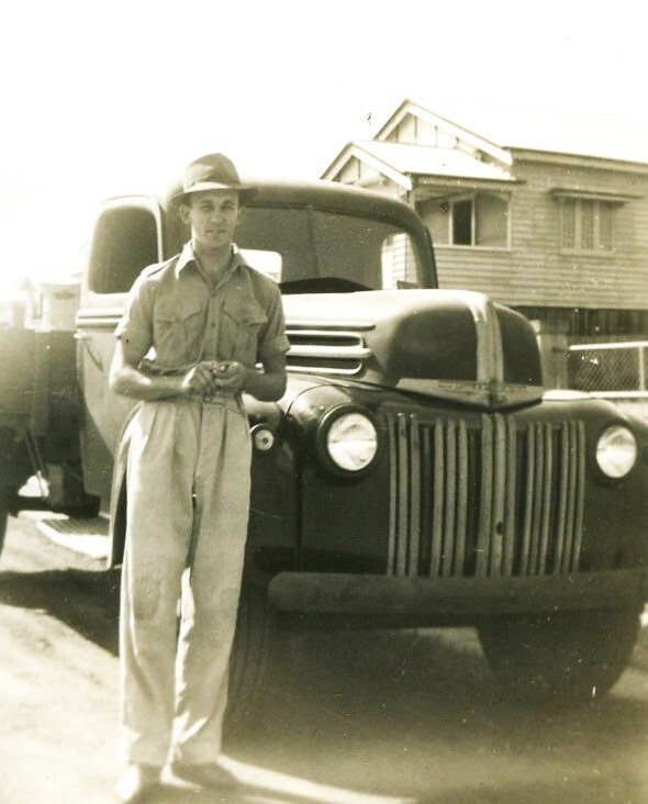 Don Risson with his Ford truck in 1949