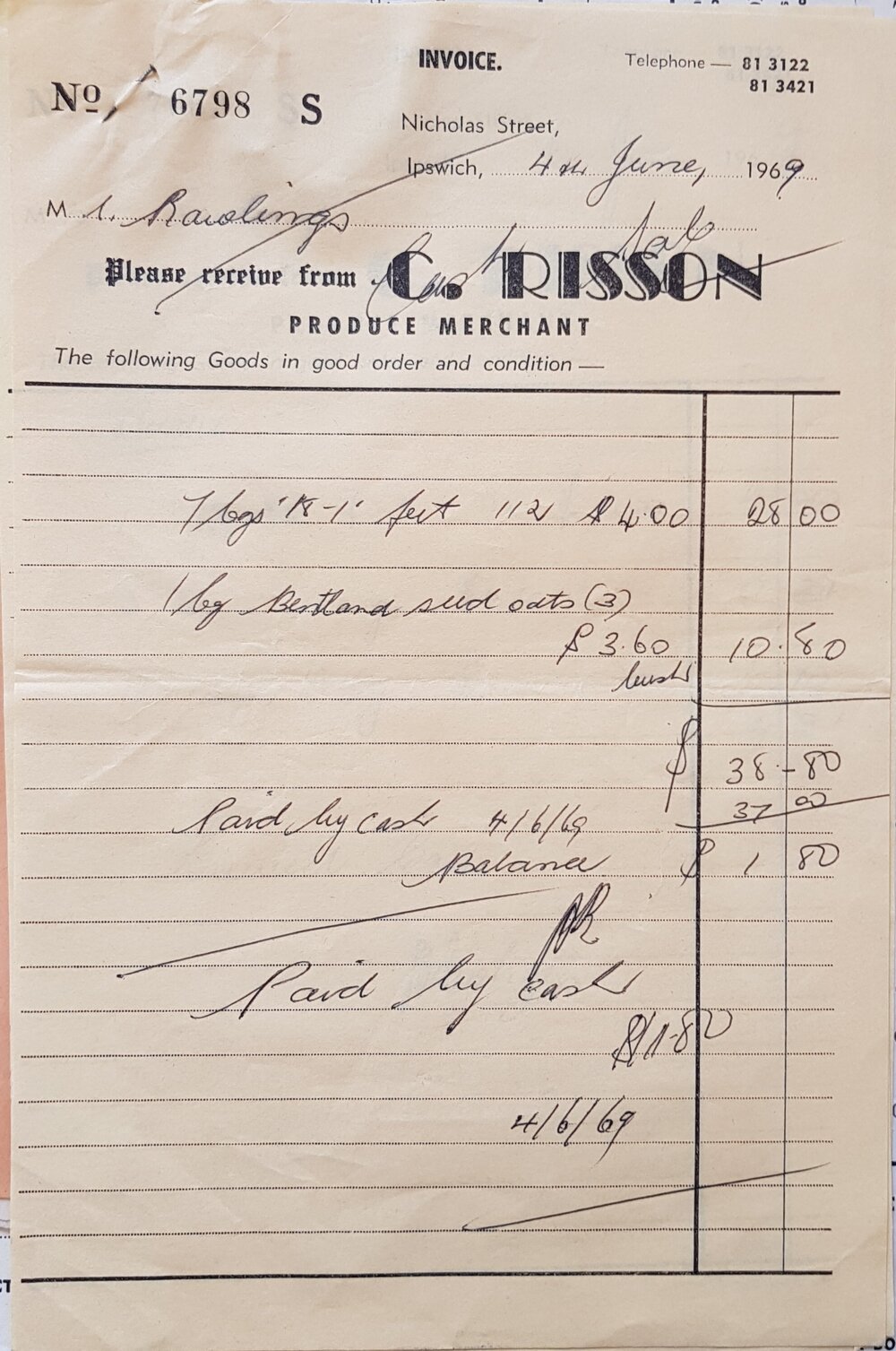 Invoice from C. Risson