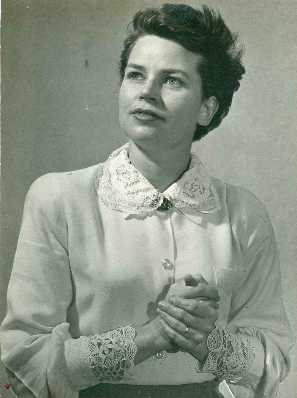 Joan Stagg in 'Gaslight' by Patrick Hamilton, performed by Ipswich Little Theatre, Ipswich, 1955