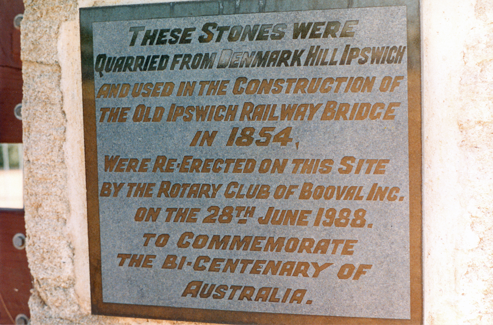 Old Ipswich Railway Bridge Memorial, 254 Brisbane Road, Bundamba, Ipswich, 1991