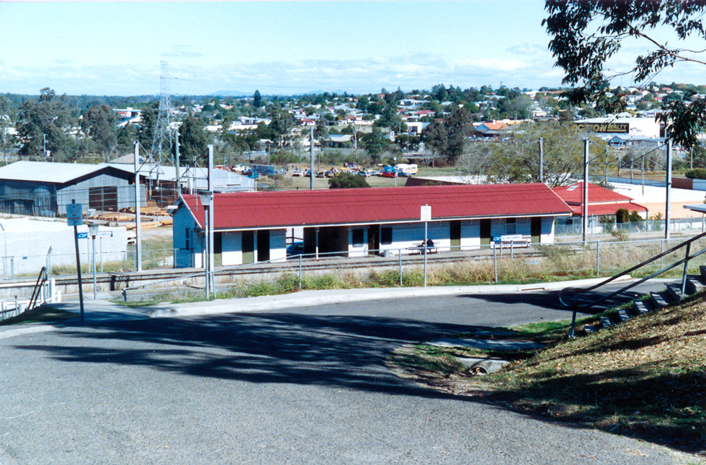 Bundamba railway station, with Station Master's residence to the right, Bundamba, Ipswich, 1991