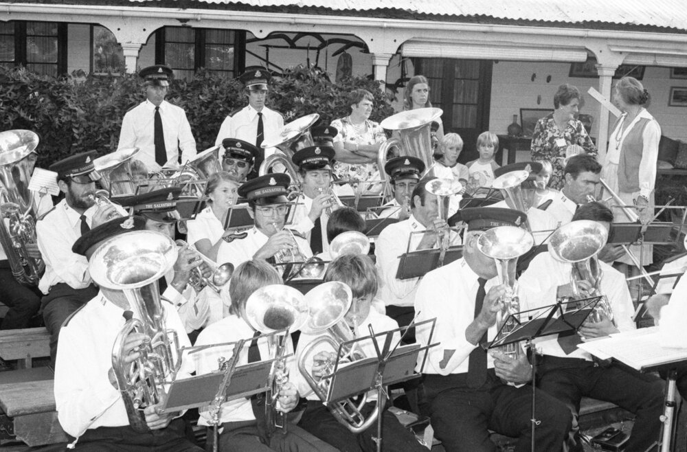 Unidentified band playing at the the memorial in honour of Mary Aileen Bell, Coochin Coochin, Scenic Rim, April 1980