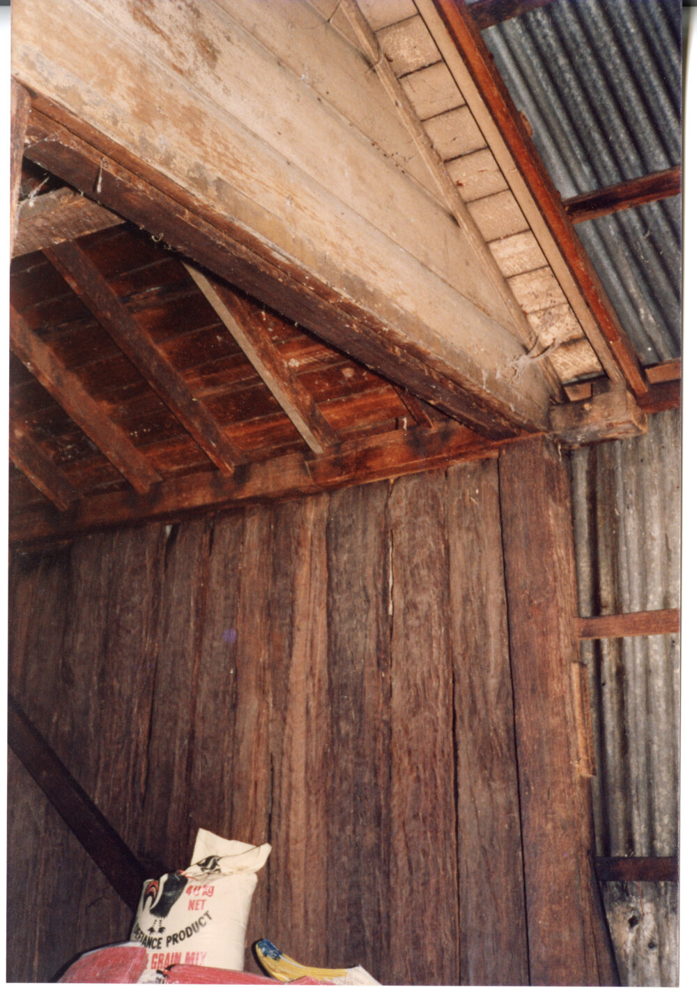 Hand hewn timber boards at Risson's Produce