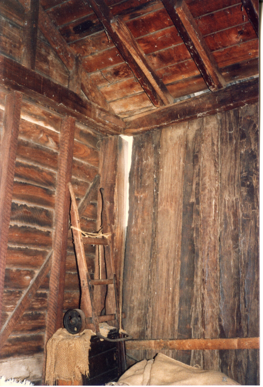 Hand hewn timber boards at Risson's Produce