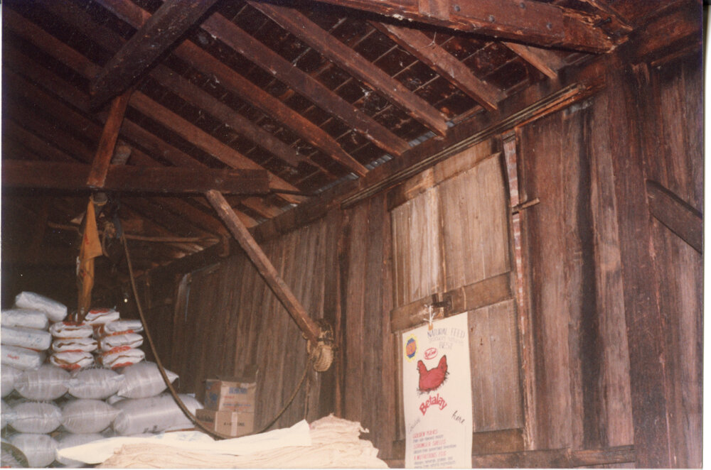 Hand hewn timber boards at Risson's Produce