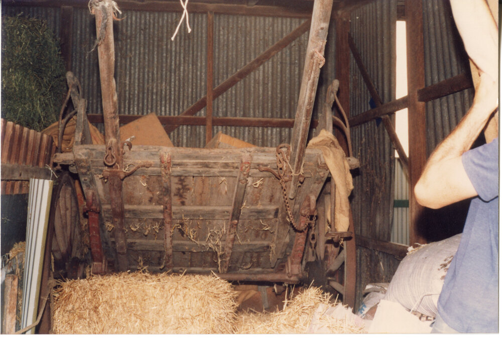 Cart in the cellar of Risson's Produce