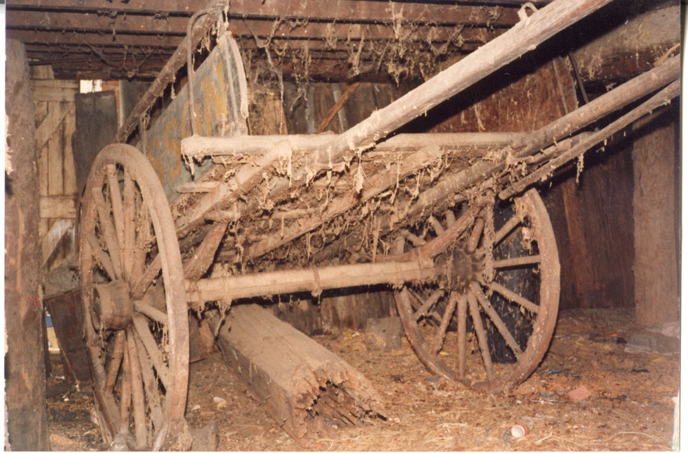 Cart in the cellar of Risson's Produce
