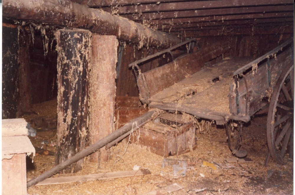 Cart in the cellar of Risson's Produce