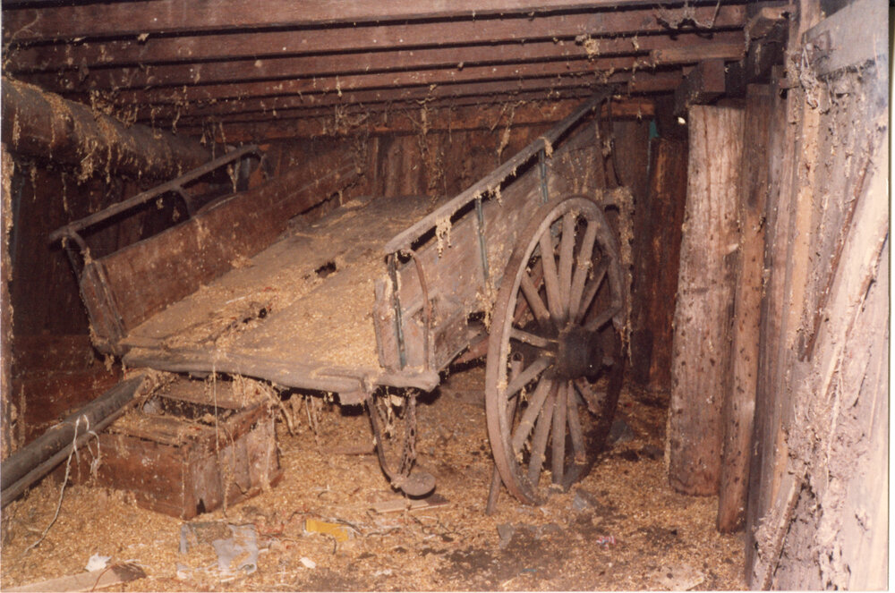 Cart in the cellar of Risson's Produce