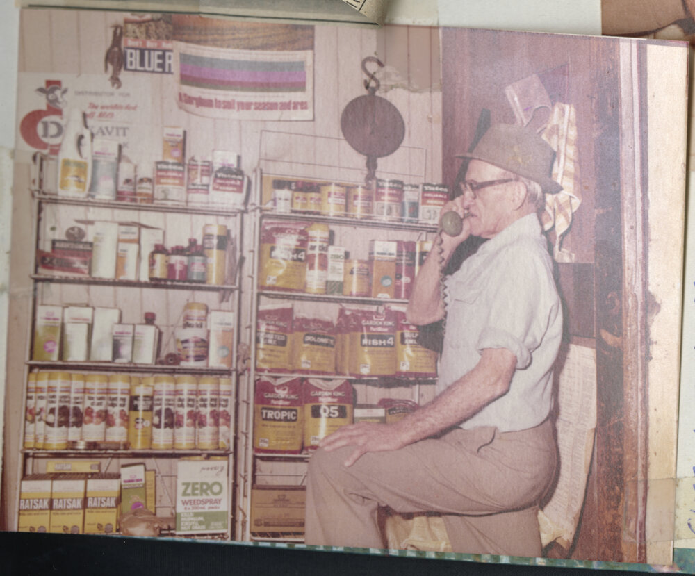 Cliff Risson on the phone in Risson's Produce