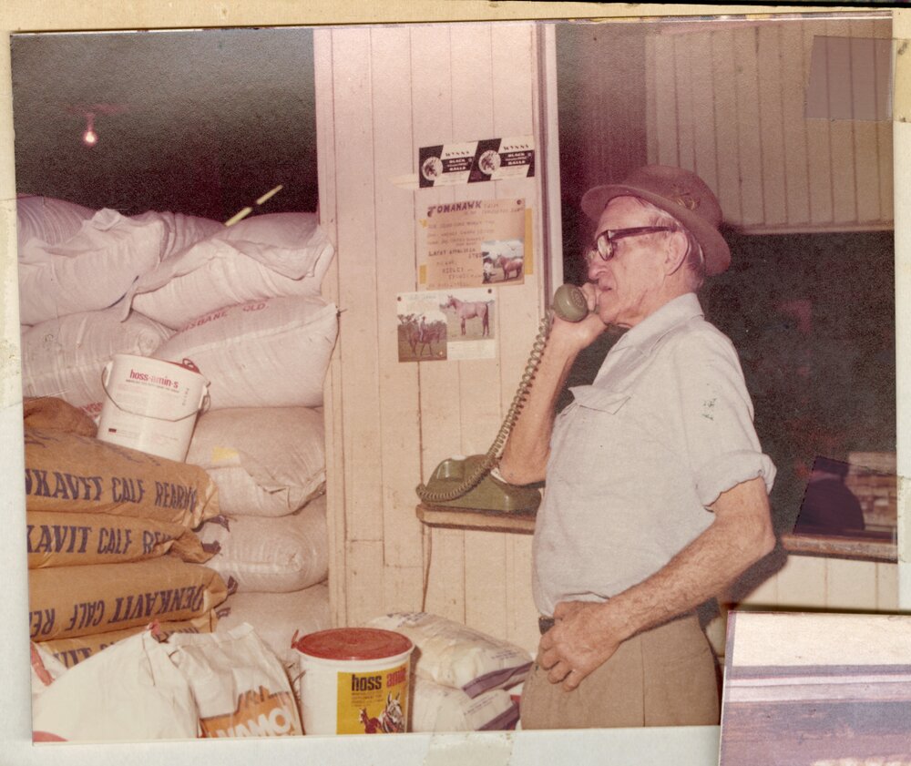 Cliff Risson on the phone in Risson's Produce