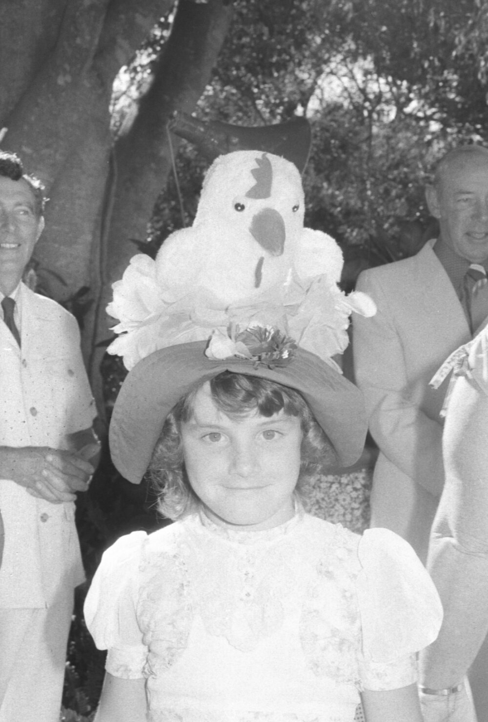 Unidentified girl in chicken bonnet at the memorial in honour of Mary Aileen Bell, Coochin Coochin, Scenic Rim, April 1980