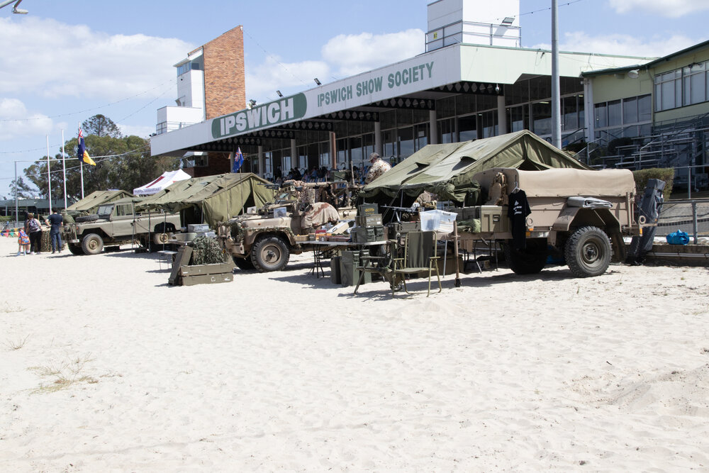 The 'We are Contact Front' encampment at History Alive, at Galvanized, Ipswich Showgrounds, Ipswich, September 2026