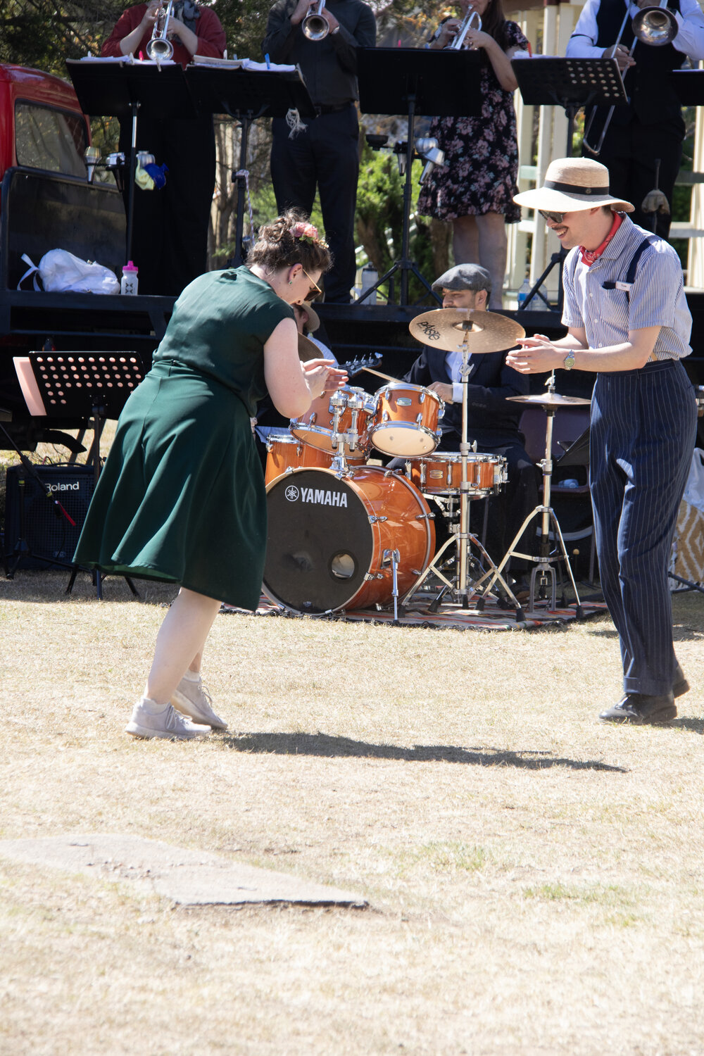 Corner Pocket Swing dancers dancing to the music of the Ipswich City Big Band, at the Marburg Meander, event held as part of Galvanized: A Festival of Heritage, Marburg, Ipswich, September 2026