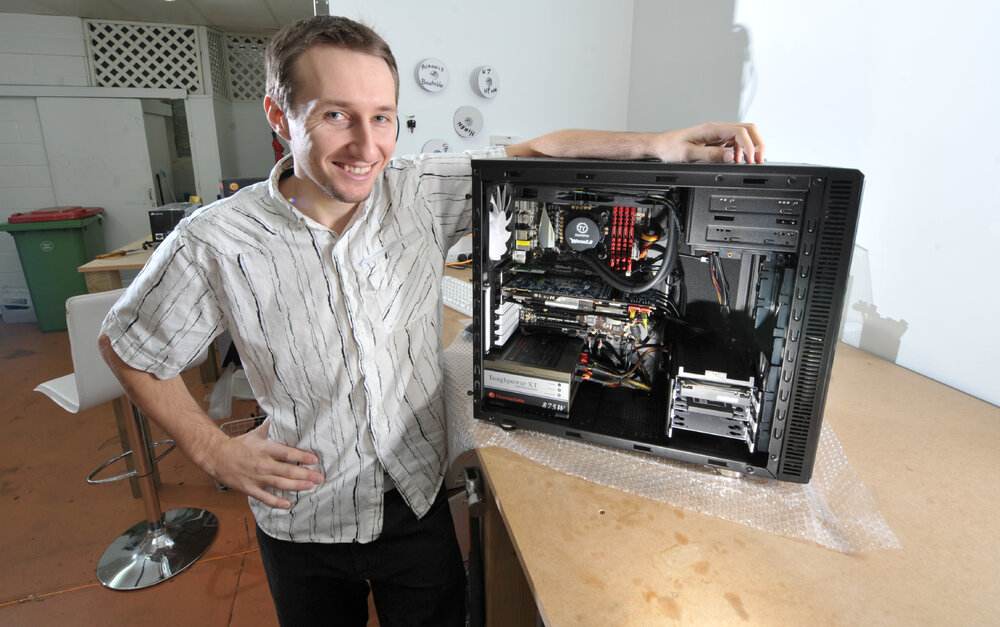 Ipswich Computers owner and director Daniel Nowill has developed and built a computer that is super fast and ahead of it's time, Ipswich, 16 May 2013