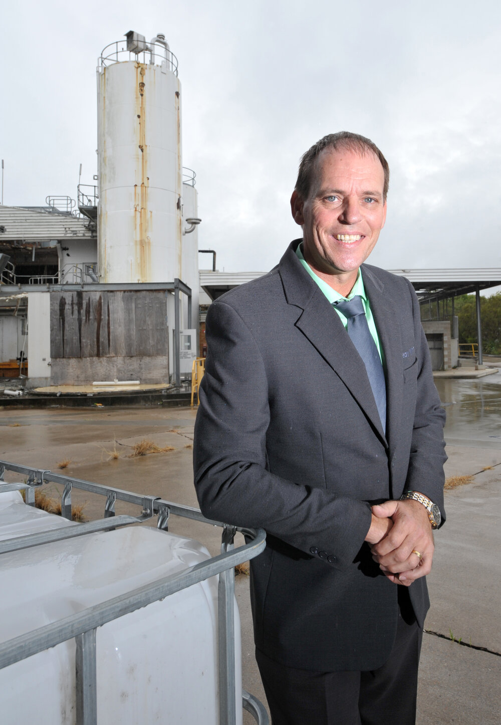 Real Estate Agent Damian McMahon at the former Jacaranda Milk Factory in Booval which is for sale, Ipswich, 14th May 2013