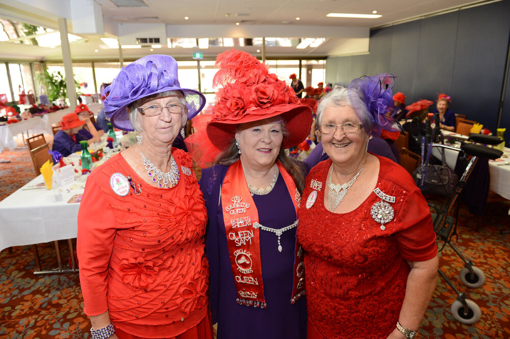 Fay Vinson, Sam Butterfield and Margaret Hesse at The Bonzer Sheilas Australia's Biggest Morning Tea at Ipswich Golf Club, Ipswich, 15 May 2013