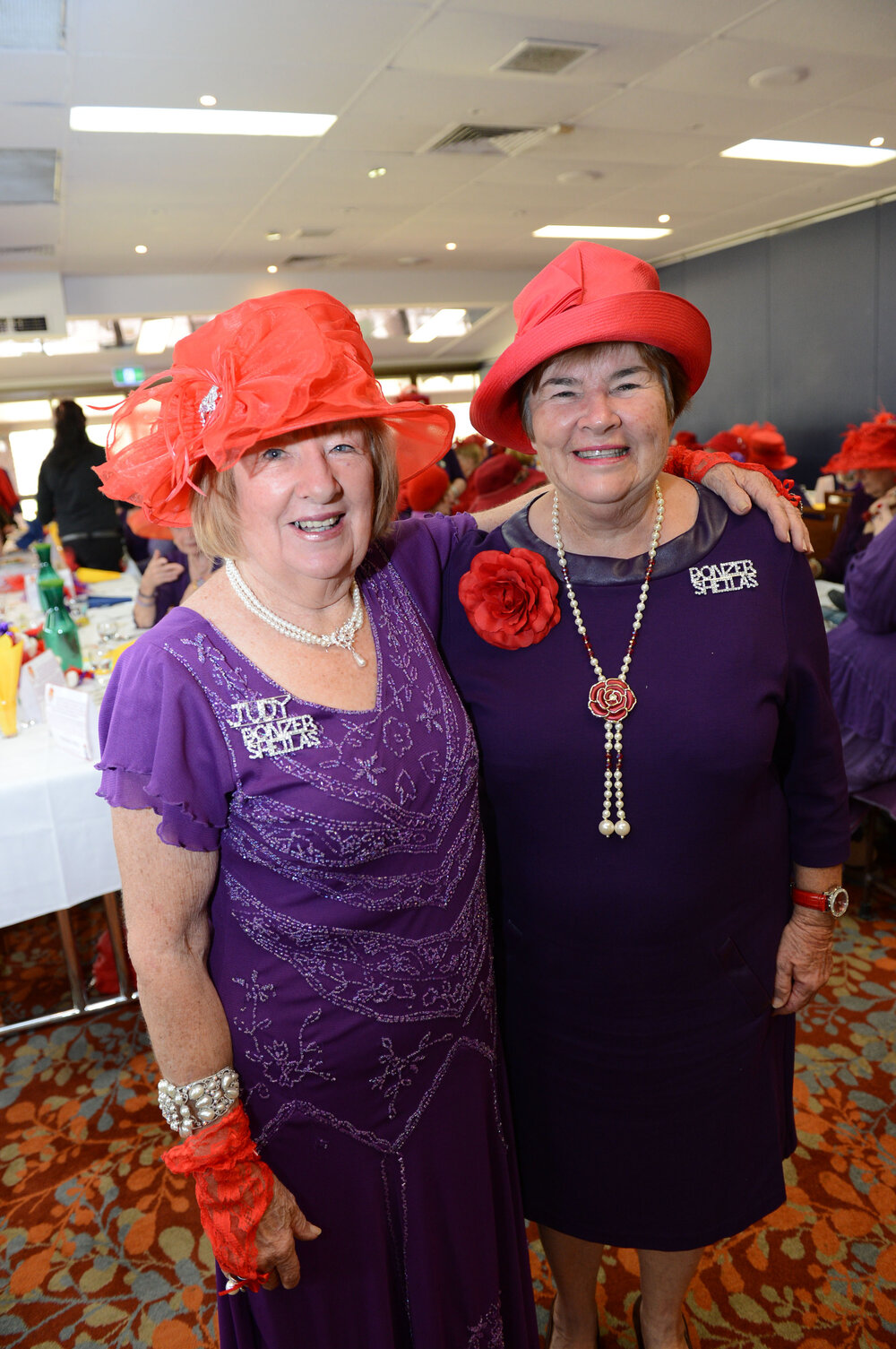 Judy Fell and Barbara Bauer at The Bonzer Sheilas Australia's Biggest Morning Tea at Ipswich Golf Club, Ipswich, 15 May 2013